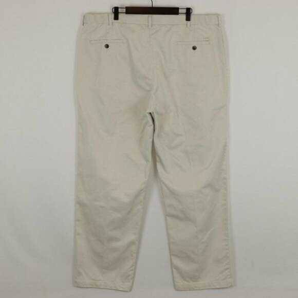 Haggar Men's Size 42x32 Cream Comfort Waist Flat Front Khaki Pants - Picture 3 of 9
